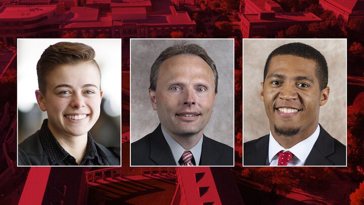 Nebraska's (from left) Kai Meacham, Keith Zimmer and DaWon Baker will receive the 2019 Chancellor's Award for Outstanding Contributions to the Gay, Lesbian, Bisexual and Transgender Community.