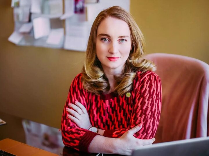 Megan hunt sitting at a desk