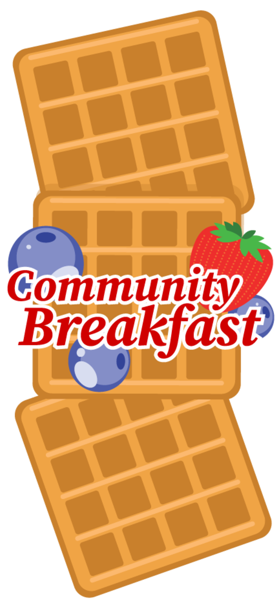 community breakfast with waffle background